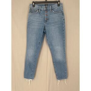 J Crew Jeans Women 26 High Rise Skinny Stretch Button Fly 9 Inch Light Wash Crop